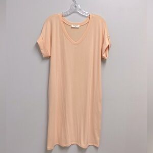 Zenana Peach V-Neck T-Shirt Dress mefium